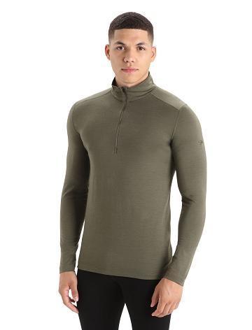 Loden Men's Icebreaker Merino 200 Oasis Long Sleeve Half Zip Thermal Top Base Layers | USA 1358PJJQ